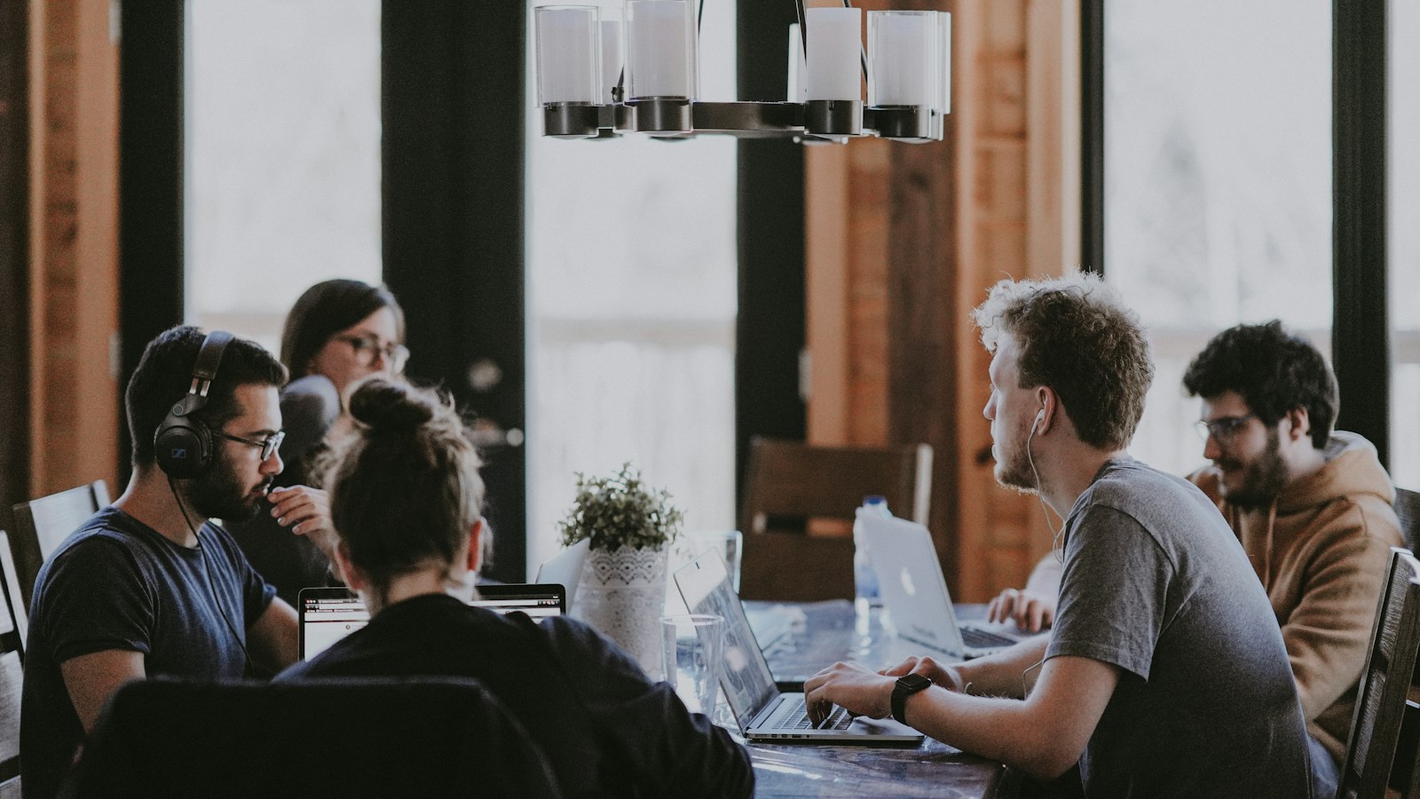 A small team working together at a table